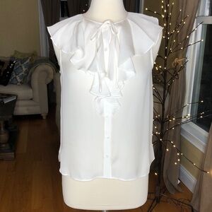Rickie Freeman For Teri Jon Silk Ruffle Blouse Ivory 4